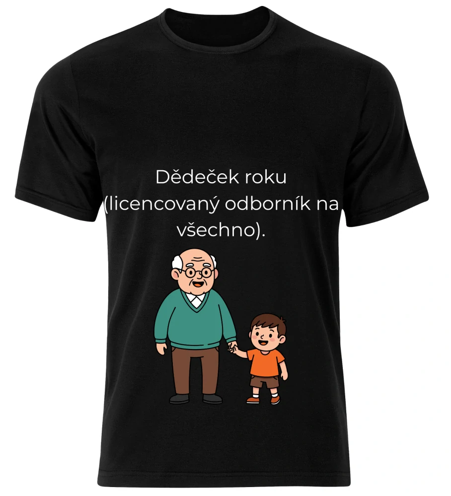 Tričko s potiskem – Dědeček roku (licencovaný odborník na všechno)